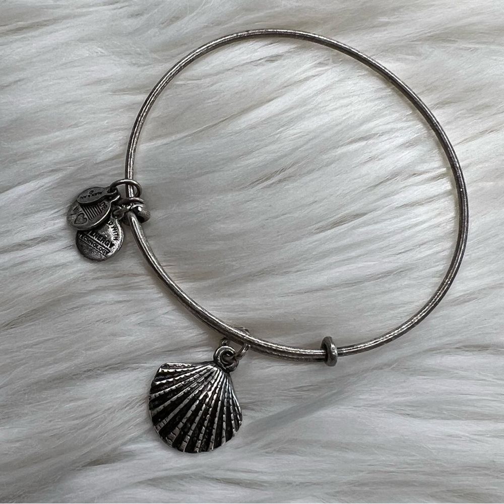 Alex and Ani Rafaelian Silver Seashell Charm Bangle Bracelet